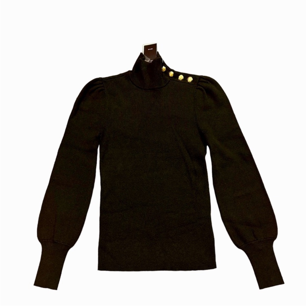 Ralph Lauren Black Turtleneck Sweater with Gold Buttons